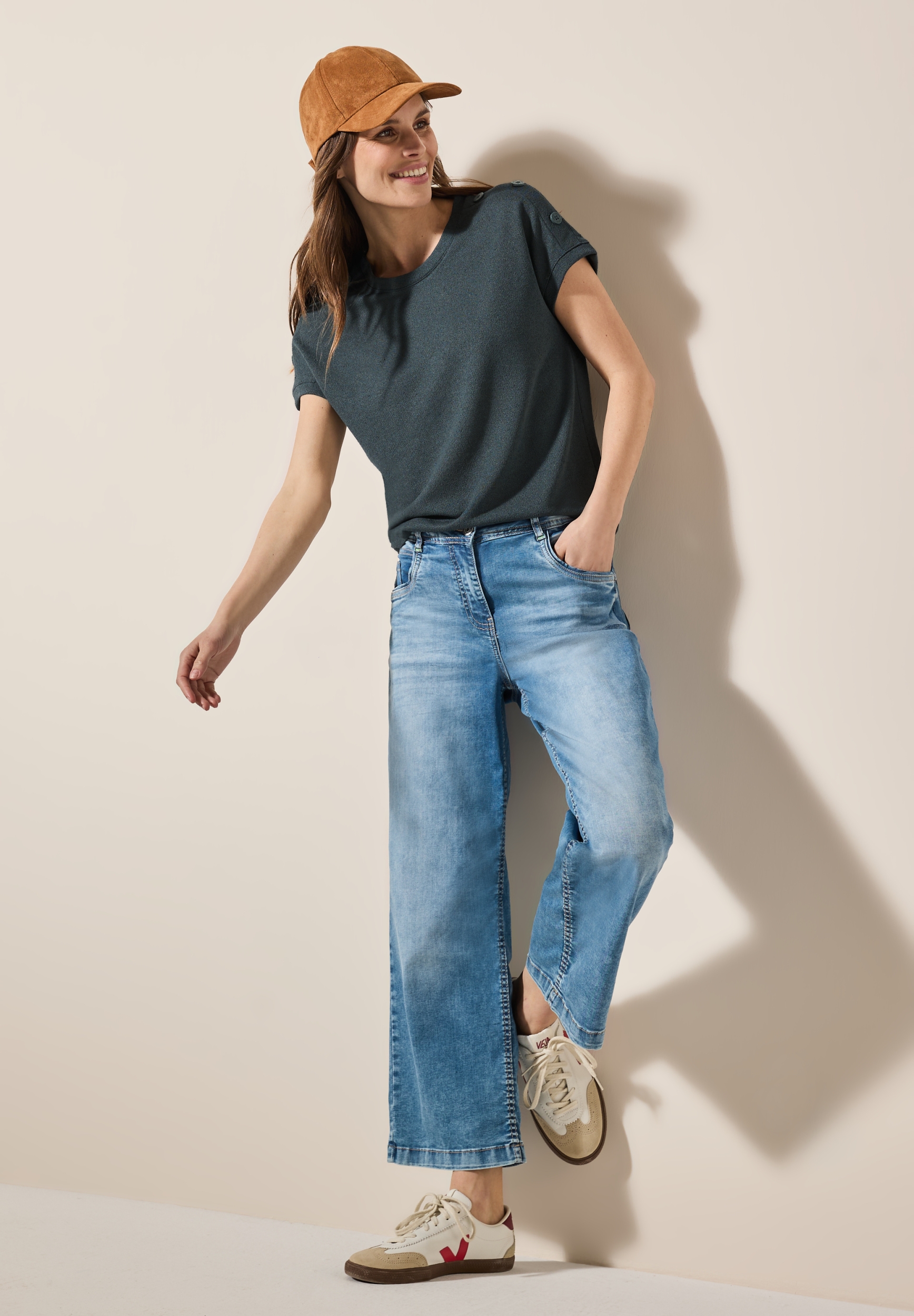 TOS Solid Crepe Button T-Shirt #5