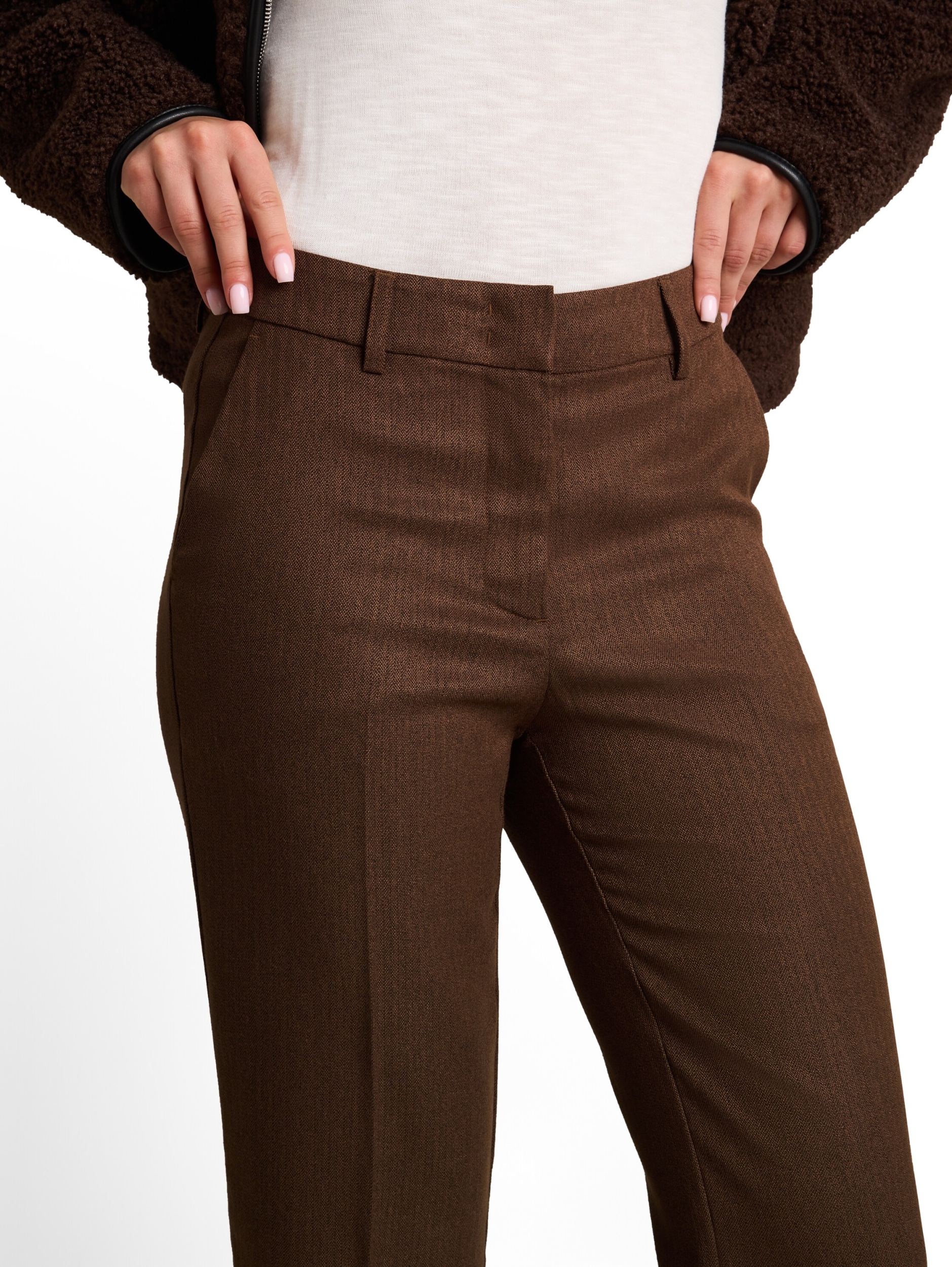 melange wool kick flare pants #6