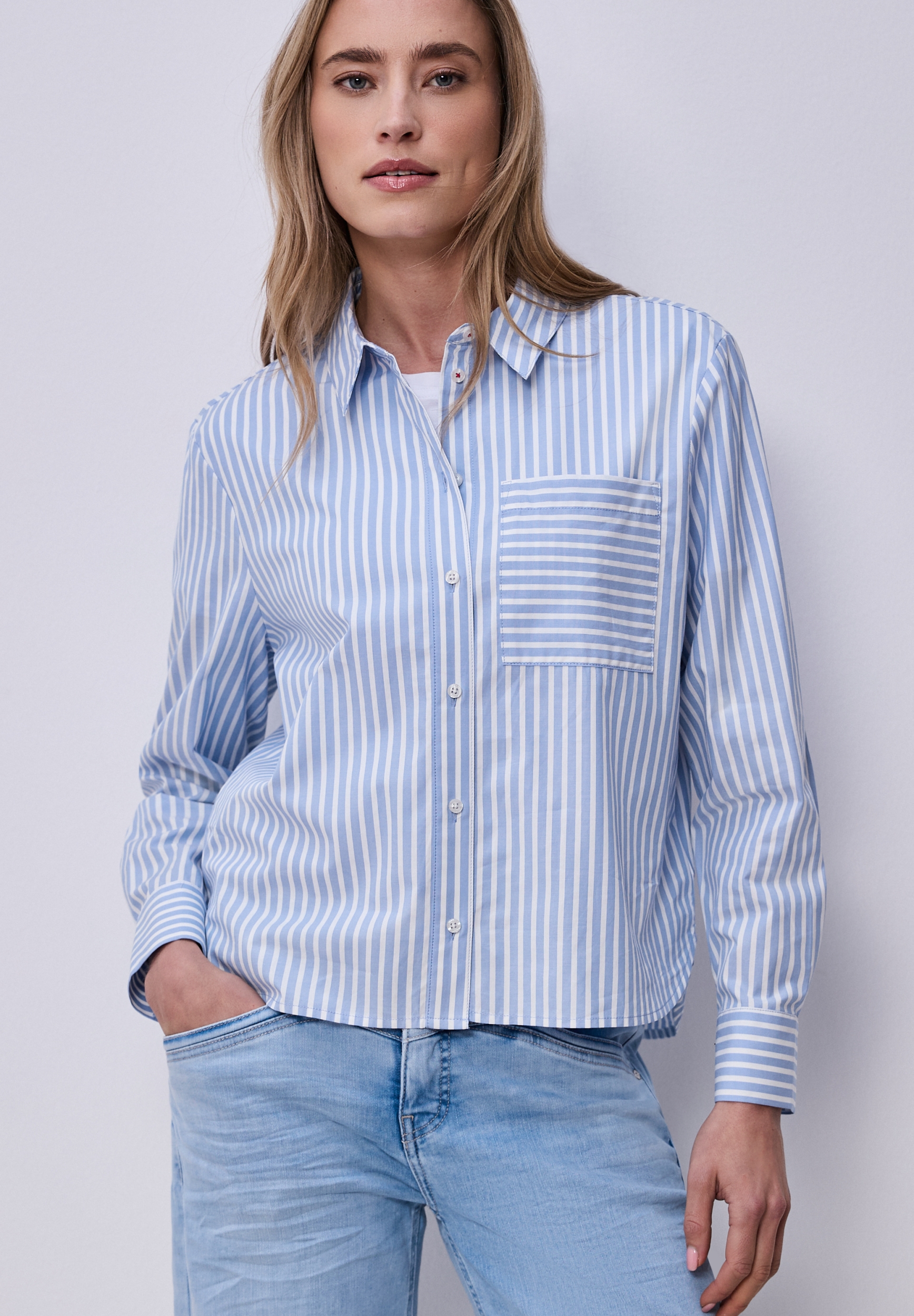 Striped shirtcollar blouse w b #6