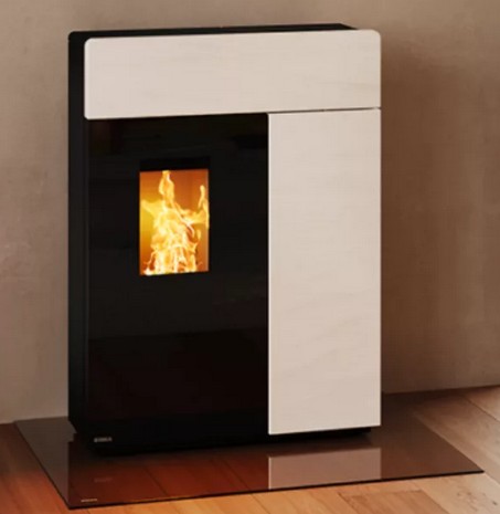 Pellettofen DOMO II, Stein weiß