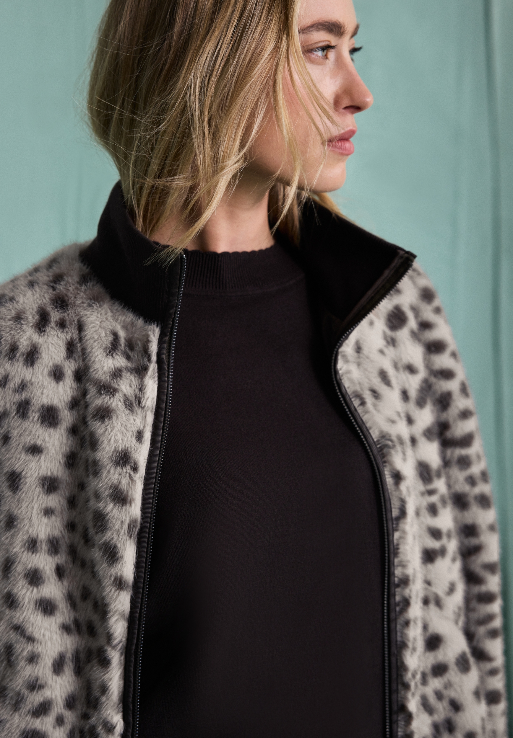 Fake Fur Jkt w. AOP #7