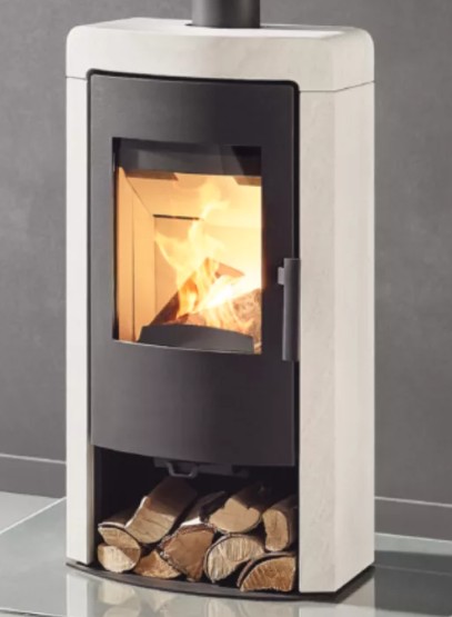 RIKA-Kaminofen NEX manuell, Stein weiß, RA oben #1