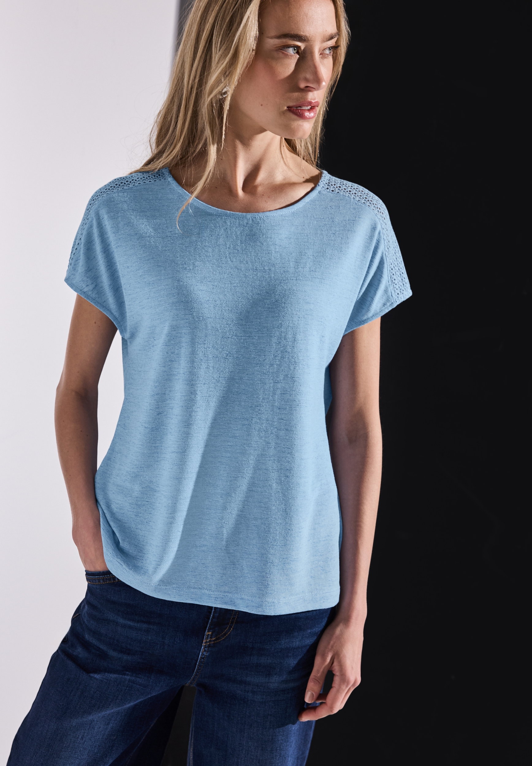 LTD QR linen look shirt w.lace #3