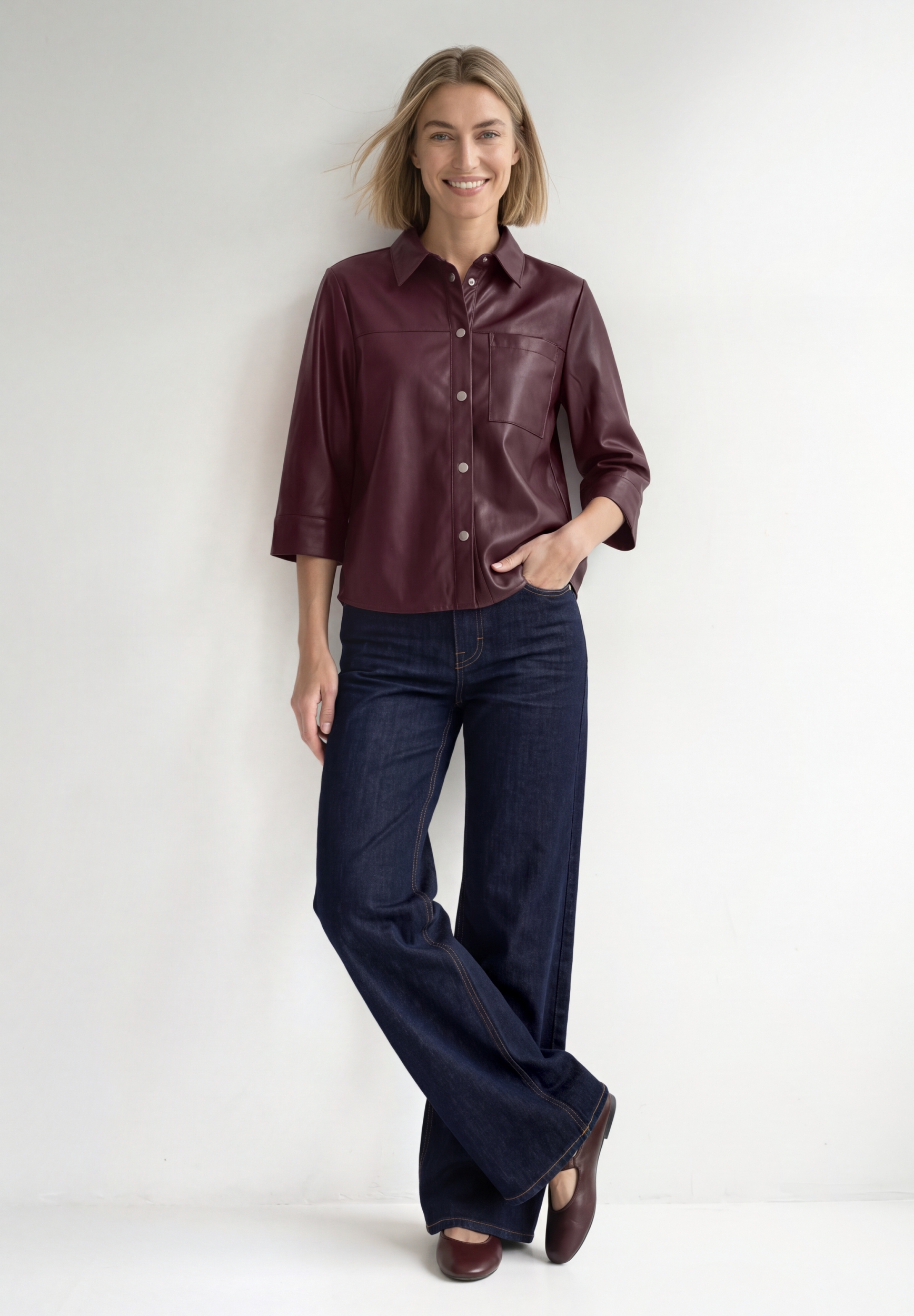 PU shirtcollar blouse w pocket #5