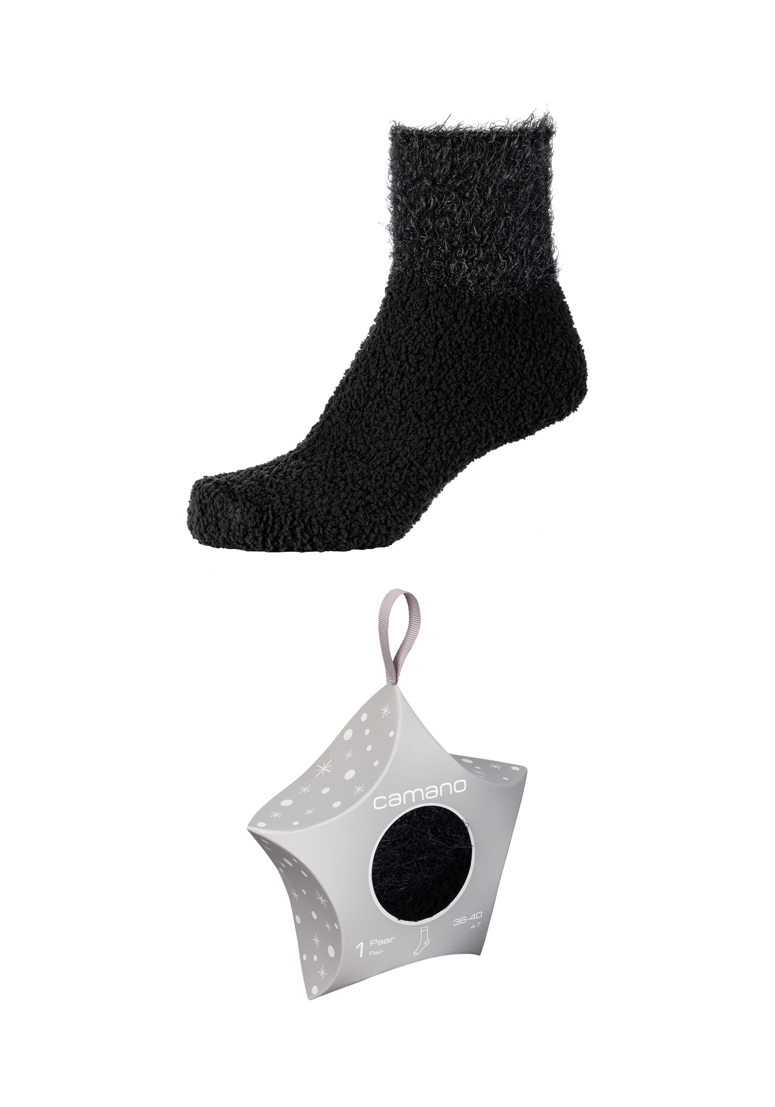 Women cosy feather pompon Socks in Star Box 1p