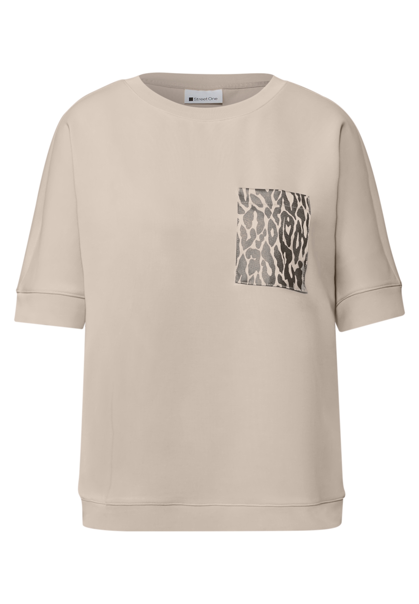 silk look shirt w.printed pock #1