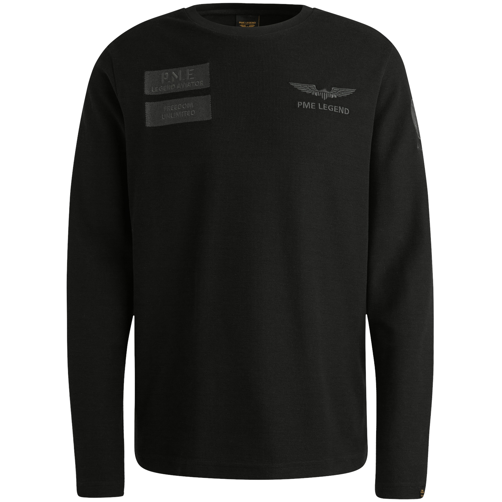 Long sleeve r-neck structured piqu #1