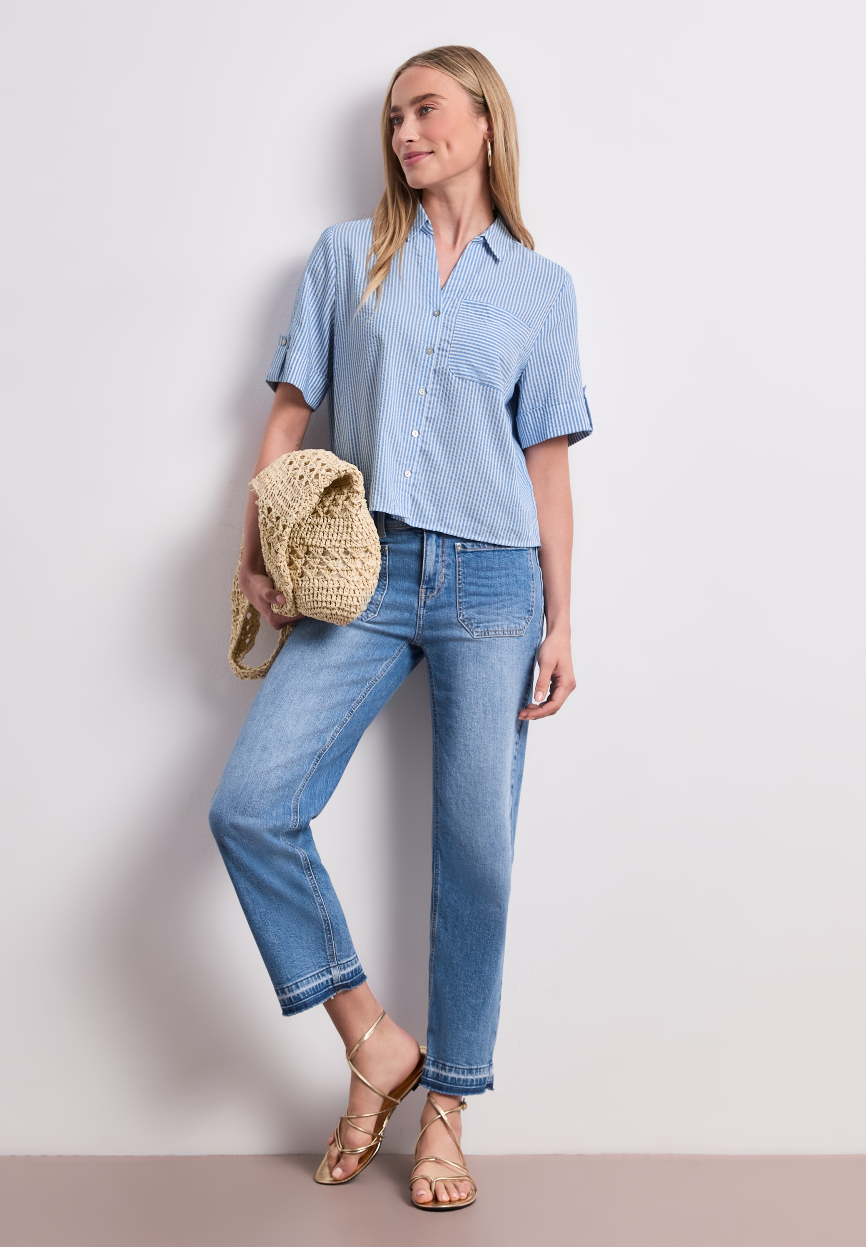 Striped buttoned shirtcollar b #5