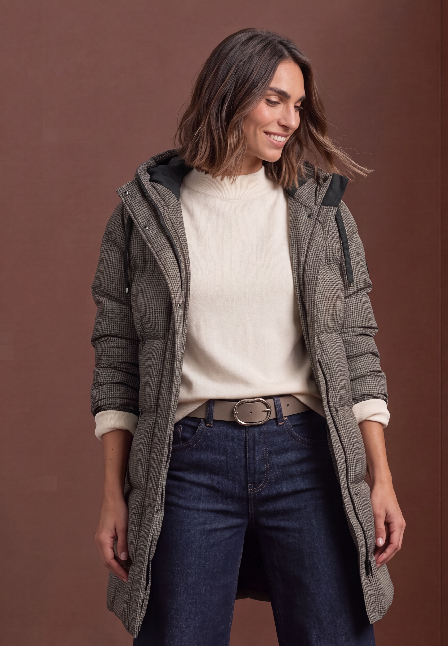 LTD QR Long Padded Jkt w. AOP #3
